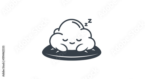 Sleeping Cartoon Cloud on Dark Base.