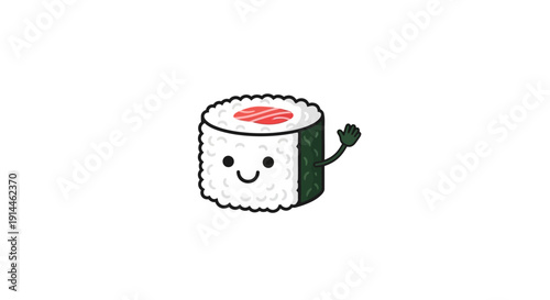 Smiling Sushi Cartoon Character Face.