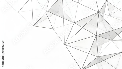 Abstract geometric pattern composed of interconnected lines and triangular shapes in grayscale