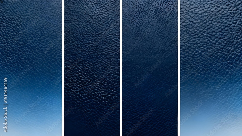 Fototapeta premium Four vertical panels of textured blue leather with gradient shading
