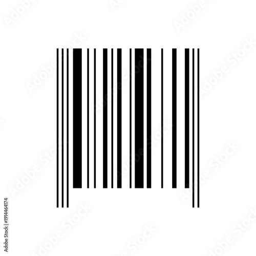 Striped barcode label template isolated on white background. Blank bar code tag. Visual data digital representation with product information for packaging. Vector graphic illustration