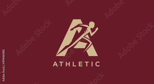 Athletic Letter A Logo with Runner Silhouette.