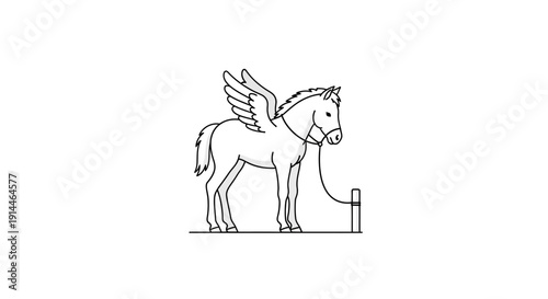 Winged Horse Mythical Creature Illustration.