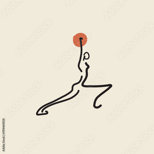 Yoga Isolated Minimalist Logo or Label Line Woman Vector Clipart