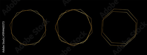 Photos Set of golden octagon frames isolated on white background
