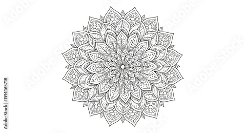 Intricate Hand-Drawn Mandala Design for Relaxation and Meditation.