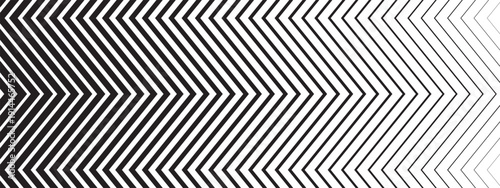 Background with repeated vertical zigzag lines with different thickness. Black and white zig zag pattern. Parallel jagged stripes texture. Minimalistic wallpaper. Vector graphic illustration