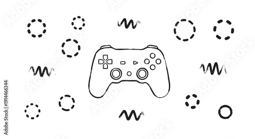 Outline Drawing of a Modern Video Game Controller.