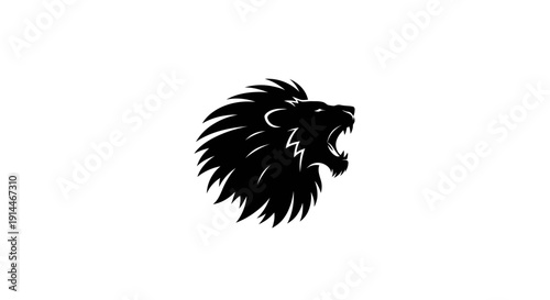 Bold Black Lion Head Logo Illustration for Branding or Emblems