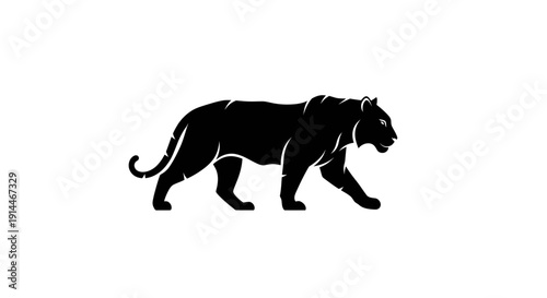 Silhouette of a Walking Black Panther Animal Figure