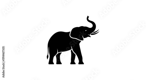 Silhouette of an Elephant Illustration in Black