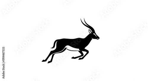 Silhouette of a Running Deer in Motion