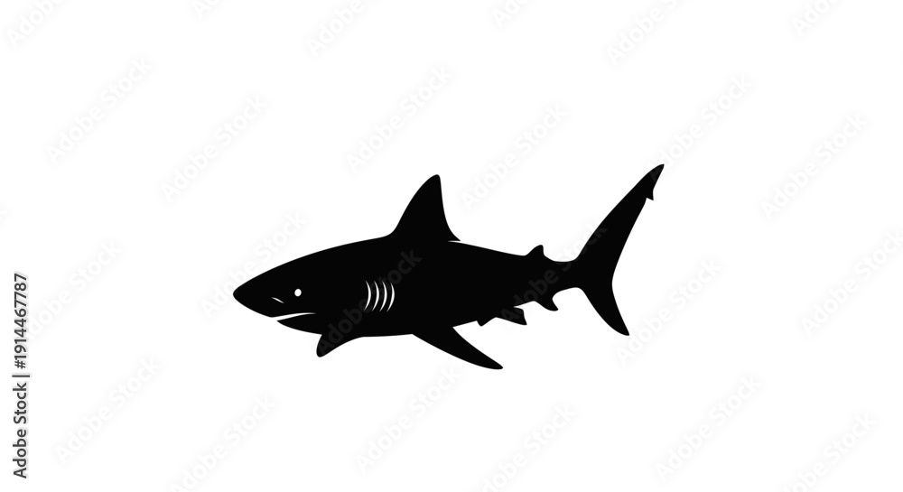 Fototapeta premium Silhouette of a Shark Swimming in Ocean Water