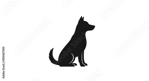 Silhouette of a Curious Dog Sitting Side Profile