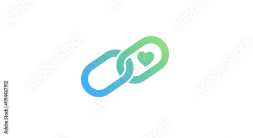 Abstract illustration of two linked chain elements with a heart symbol