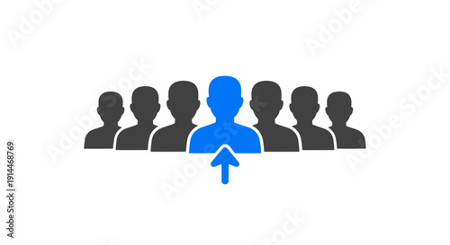 Businessman standing out from crowd leader.