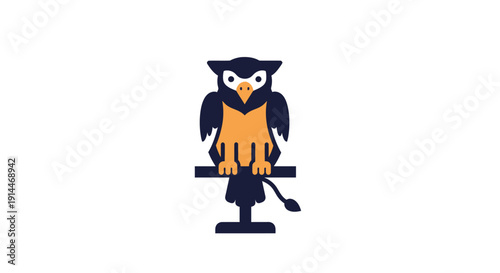 Cartoon Owl Character Illustration Standing Posture.
