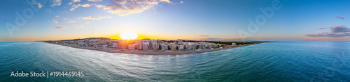 Quadro em tela Guardamar del Segura coast sea sunset panorama modern city aerial