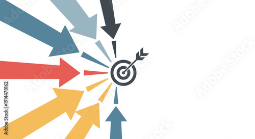 Colorful Arrows Pointing to Target Center.