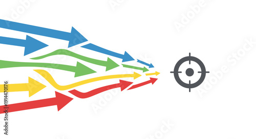 Colorful Arrows Pointing Towards Target.