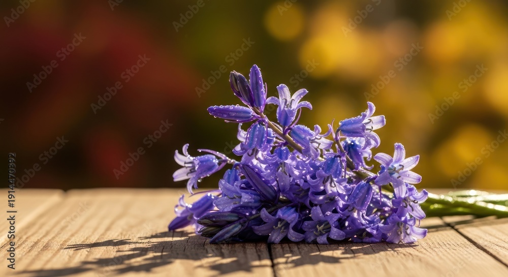 Fototapeta premium purple lavender flowers on wooden table