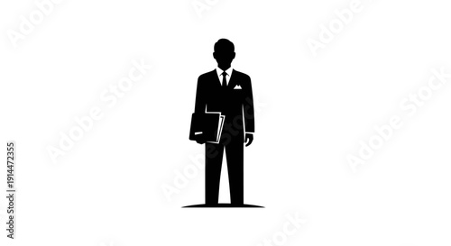 Silhouette of a Businessman Holding a Folder