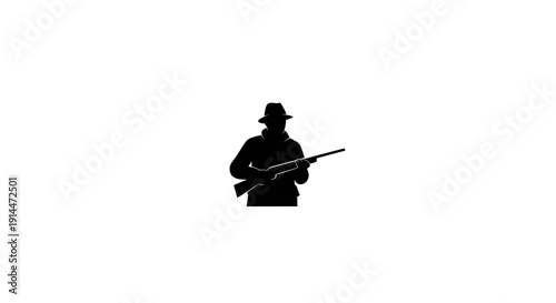 Silhouette of a guitarist with a guitar in hand and a hat