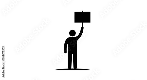 Silhouette of Person Holding Sign in Black and White