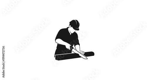 Silhouette of a person practicing a skill with a tool