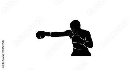 Silhouette of a Boxer Throwing a Punch in Motion