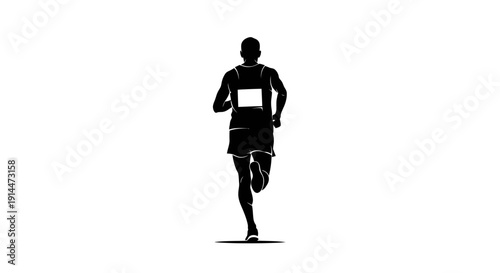 Silhouette of a Runner in Motion on a White Background