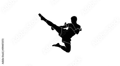 Dynamic silhouette of a person mid-air jump with fitness gear