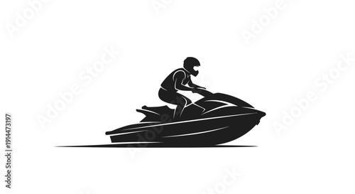 Silhouette of a person riding a jet ski on water at sunset