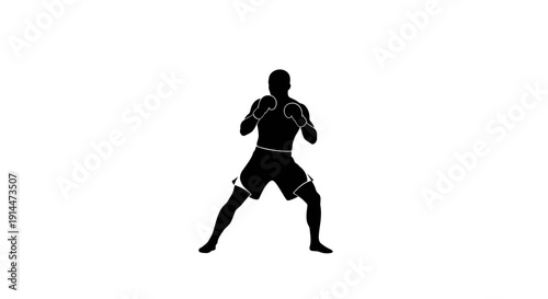 Athletic boxer silhouette mid-punch in dynamic fight stance