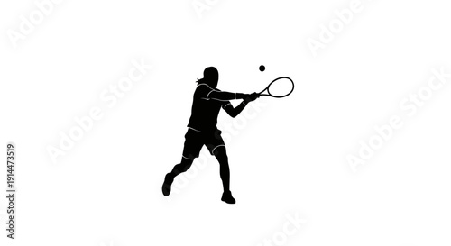 Silhouette of a Male Tennis Player in Action