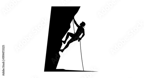 Silhouette of a Rock Climber Scaling an Indoor Wall