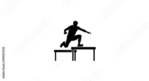 Silhouette of person jumping over obstacle for motivation