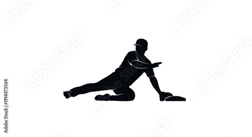 Silhouette of a person balancing on a skateboard against white background