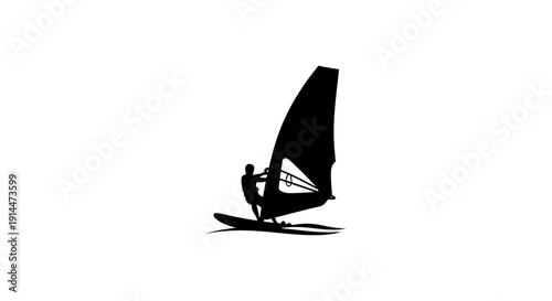 Silhouette of Person Windsurfing on Ocean Under Clear Sky