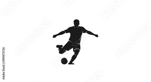 Silhouette of a Soccer Player in Action on White Background