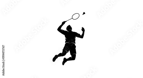 Dynamic Tennis Player Jumping for a Smash Action Shot