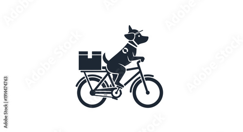 Dog Riding Bicycle with Cargo.