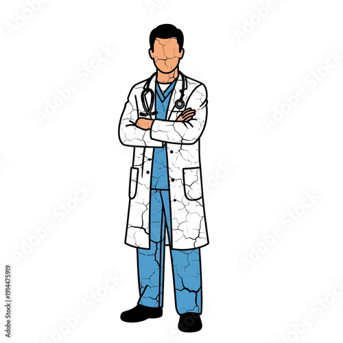 Doctor standing with arms crossed, wearing lab coat and stethoscope