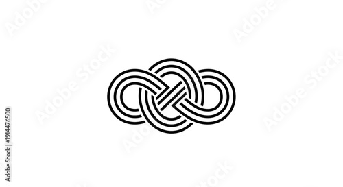 Black Celtic Knotwork Symbol Isolated on White.