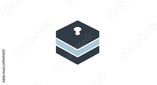 Black cube with keyhole on top.