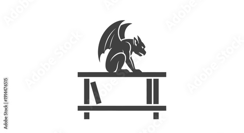 Black Dragon Statue on Table Top.