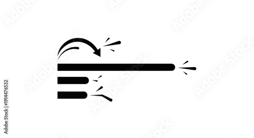 Black Simple Matchstick Igniting with Flame.