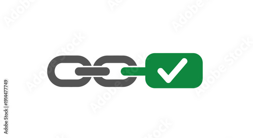 Chain Link with Green Checkmark Icon.