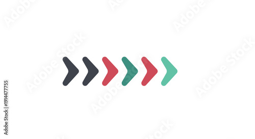 Colorful Arrows Pointing Right Direction Signs.