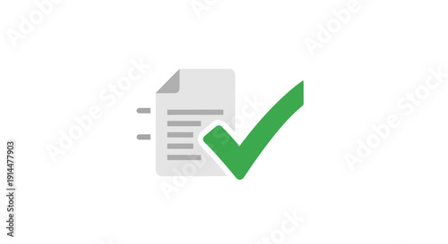 Green Checkmark on White Document Icon.